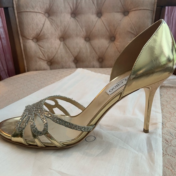 Jimmy Choo Gold Heels Sz 41 **WORN ONCE** - Picture 3 of 7